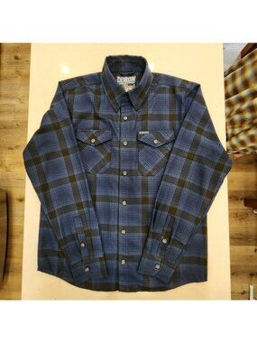 Dixxon Flannel co Men's Medium “DARK STORMY” Limited Edition Blue Black Plaid